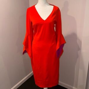 Badgley Mischka Red Long Sleeve Dress